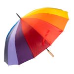 regenboog paraplu rainjoy met houten handvat