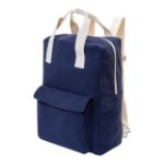 recycled canvas rugzak rekan met rits hoofdvak - blauw
