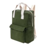 recycled canvas rugzak rekan met rits hoofdvak - groen