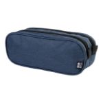 r-pet pen case dubsten ritssluiting met 2 vakken - blauw