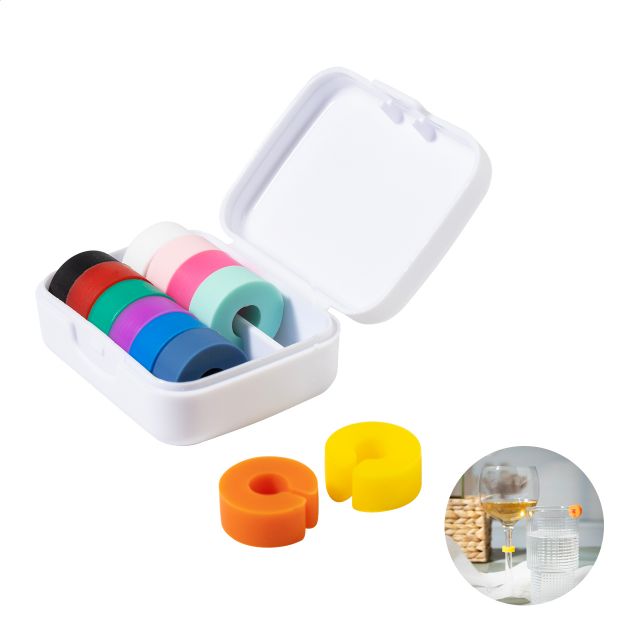 set 12 kleurrijke siliconen markering voor glazen