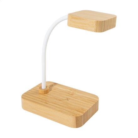 bamboe bureaulamp met draadloze oplader 12 led's v