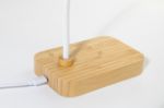 bamboe bureaulamp met draadloze oplader 12 led's v