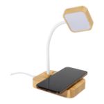 bamboe bureaulamp met draadloze oplader 12 led's v