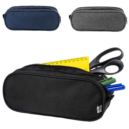 r-pet pen case dubsten ritssluiting met 2 vakken