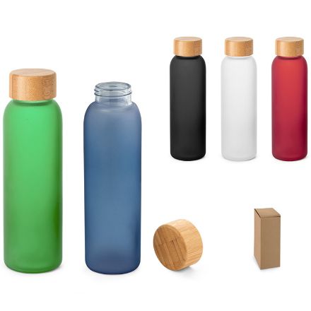 gematteerde glazen fles 520 ml bamboe schroefdop
