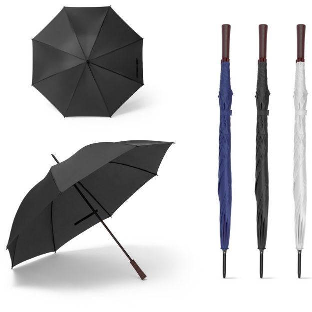 polyester paraplu houten handvat handmatig open