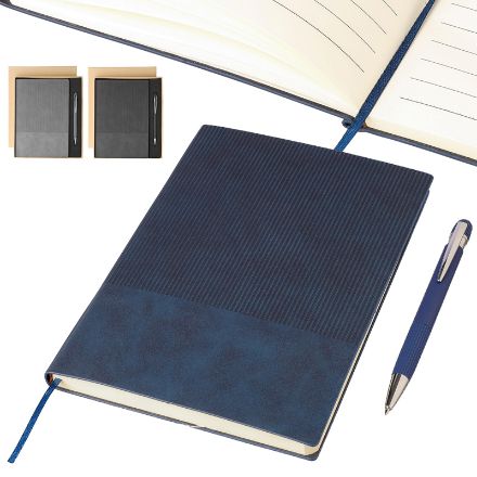 gerecycled pu-notitieboek (a5) en balpenset tarek