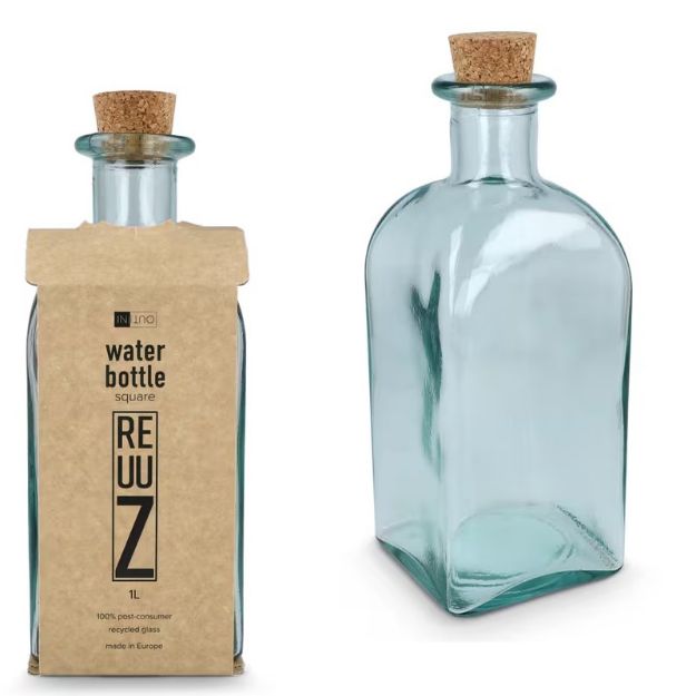 insideout vierkante recycled glazen fles 1000 ml