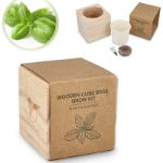 fsc houten plantenbak set met basilicum met sleeve