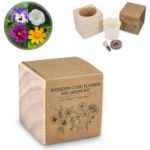 fsc houten plantenbak set bloemenmix met sleeve
