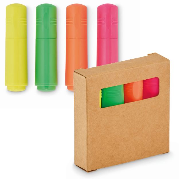 set van 4 markeerstiften in doosje