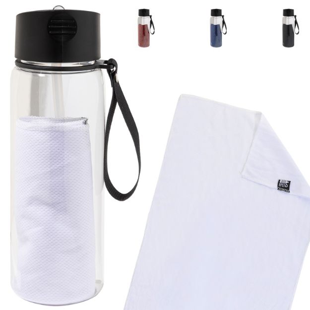 r-pet fles met koelsporthanddoek fitmax 800 ml