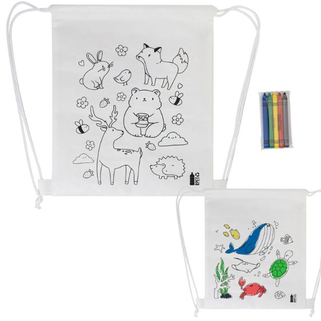 r-pet kleurkoordzak met dieren zocolo non-woven