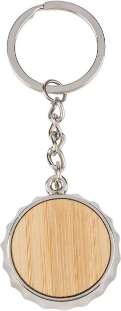 zinklegering sleutelhanger finn met bamboe inleg
