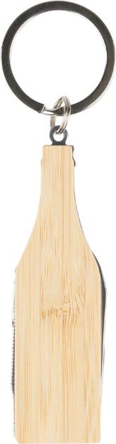 bamboe rvs multitool sleutelhanger flesvormig