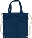 gerecycleerd denim trekkoordrugtas met hengsels