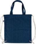 gerecycleerd denim trekkoordrugtas met hengsels