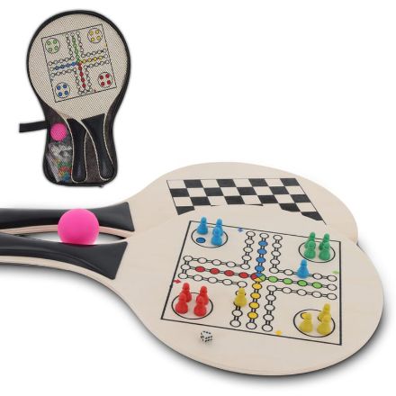 mdf strand tennis set met gezelsschapsspellen