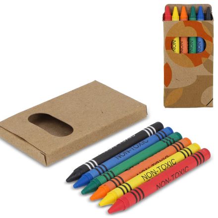 6 stuks kleurkrijtjes in kraftdoos
