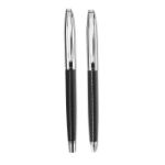 metalen balpen en rollerpen in een pu etui
