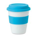 pp beker met siliconen deksel 350 ml - turquoise