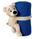 kinder fleecedeken met teddybeer. - blauw