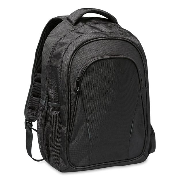 15 inch laptop rugtas met hoofdvak en voorvak.