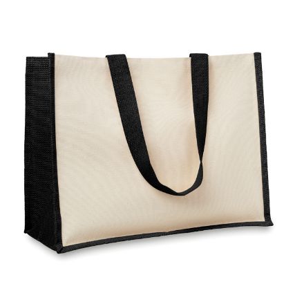 boodschappentas van jute en canvas. - zwart
