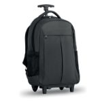laptoprugzak met trolleyhandvat en wieltjes.