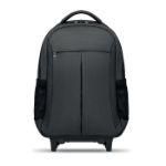 laptoprugzak met trolleyhandvat en wieltjes.