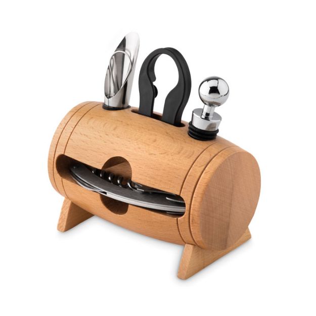houten wijnset