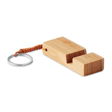 bamboe sleutelhanger en telefoonstandaard