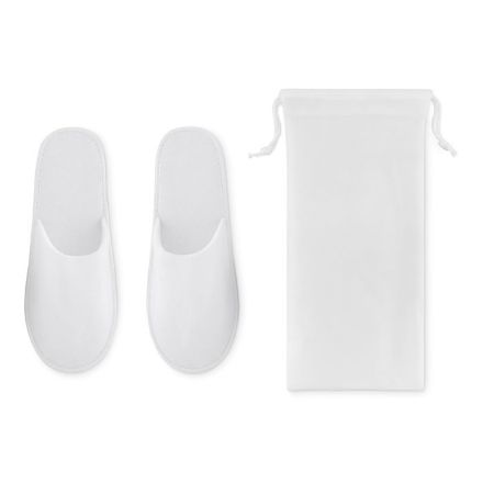 flip flap hotelslippers in pouch - wit