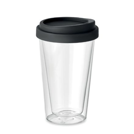 dubbelwandig glas met deksel bielo 350 ml
