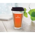 dubbelwandig glas met deksel bielo 350 ml