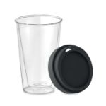 dubbelwandig glas met deksel bielo 350 ml
