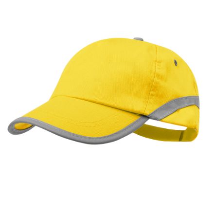 cap met reflecterende band 100% katoen - geel