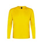 t-shirt lange mouwen heren 100% polyester - geel