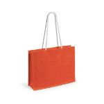 strandtas van jute en katoen, lange hengsels - oranje