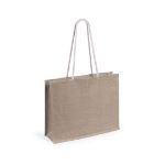 strandtas van jute en katoen, lange hengsels - transparant