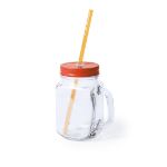 glazen mok met rietje 500 ml - oranje