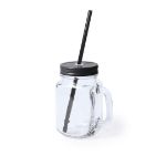glazen mok met rietje 500 ml - zwart
