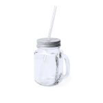 glazen mok met rietje 500 ml - zilver