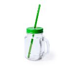 glazen mok met rietje 500 ml - groen