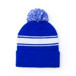muts acryl met pom pom - blauw