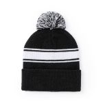 muts acryl met pom pom - zwart