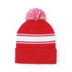 muts acryl met pom pom - rood
