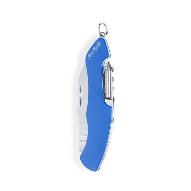 zakmes, rvs, 10 functies - blauw