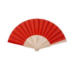 waaier van textiel met 16 houten staafjes - rood